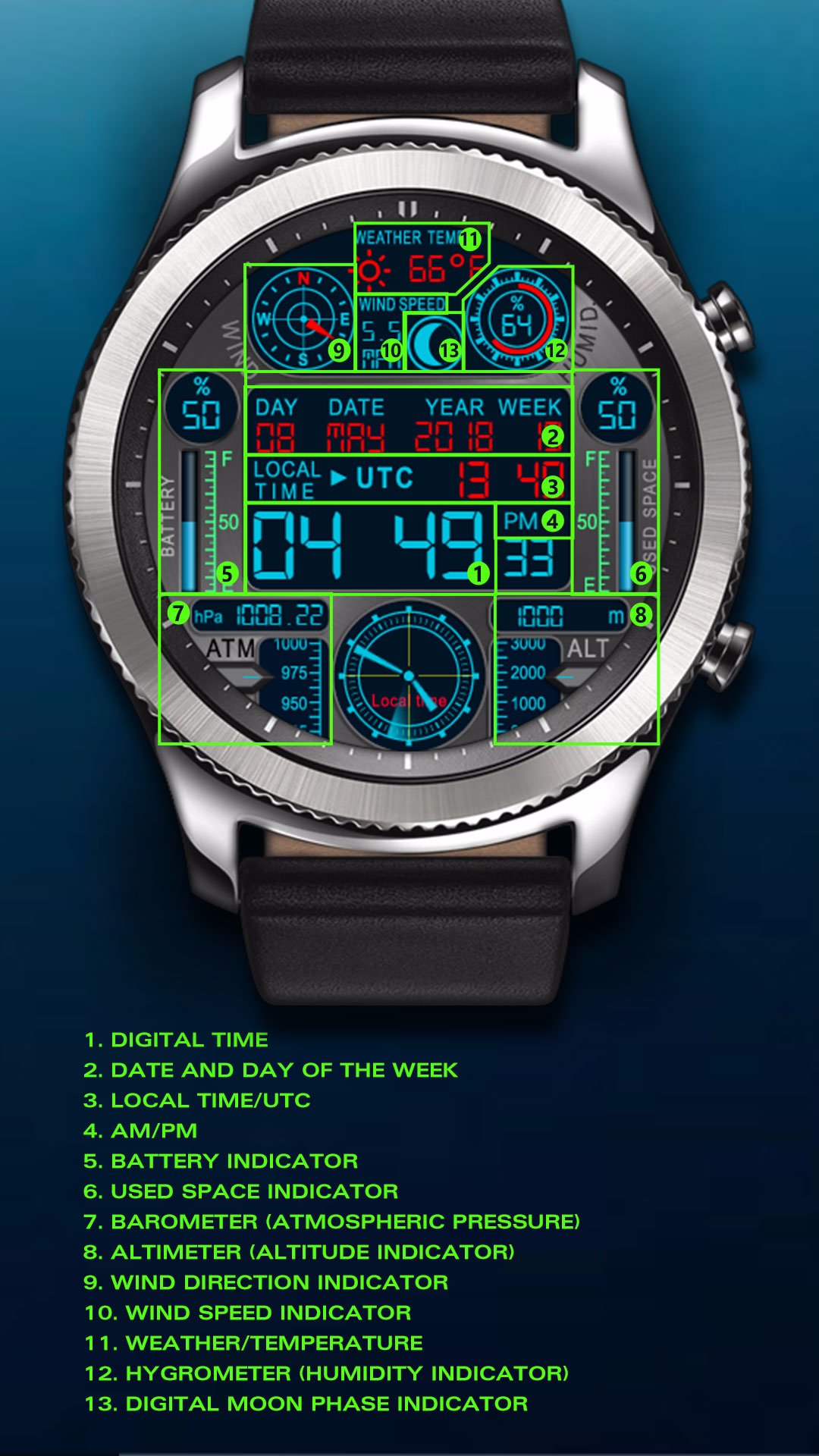 digital moon phase watch